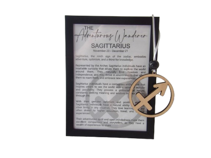 The Adventurous Wanderer: Sagittarius Astrological Sign Framed Story Card and Wooden Ornament Gift Set