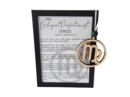 The Diligent Perfectionist: Virgo Astrological Sign Framed Story Card and Wooden Ornament Gift Set