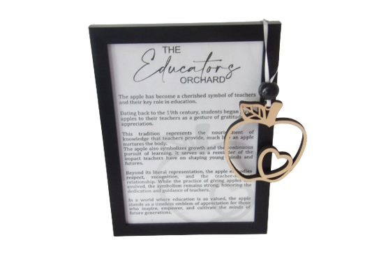 The Educators Orchard: Teachers Apple Framed Story Card and Wooden Ornament Gift Set