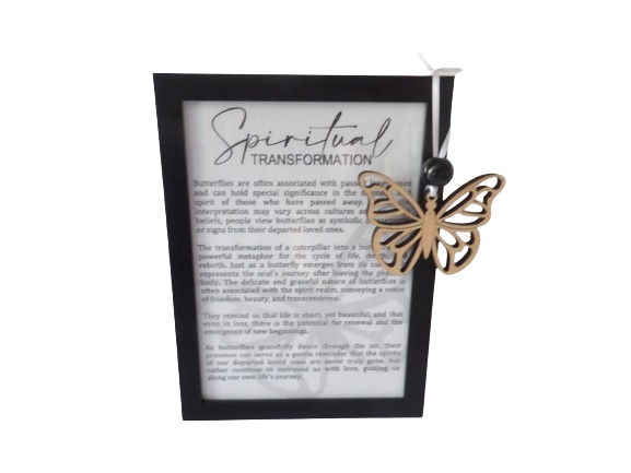 Spiritual Transformation: Memorial Butterfly Framed Story Card and Wooden Ornament Gift Set