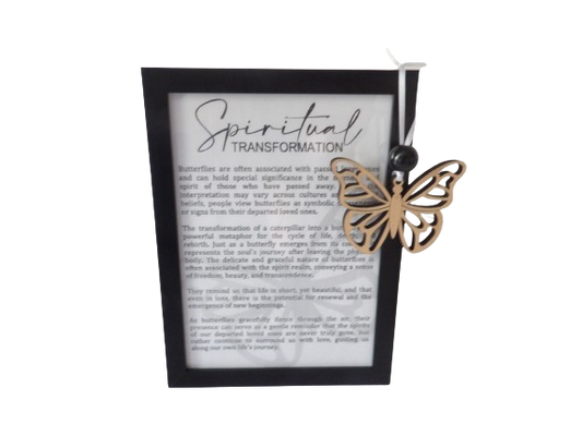 Spiritual Transformation: Memorial Butterfly Framed Story Card and Wooden Ornament Gift Set