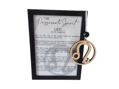 The Passionate Spirit: Leo Astrological Sign Framed Story Card and Wooden Ornament Gift Set