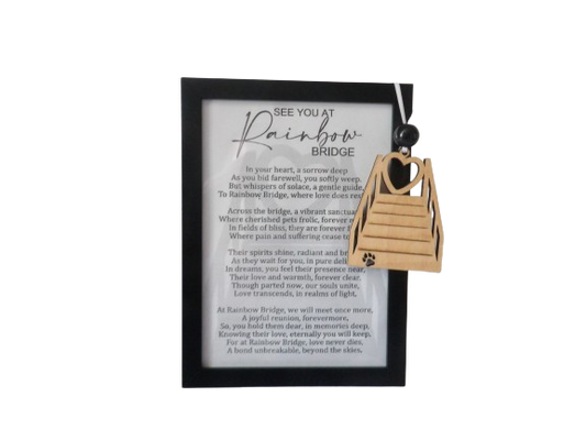 See You At Rainbow Bridge: Pet Memorial Framed Story Card and Wooden Ornament Gift Set