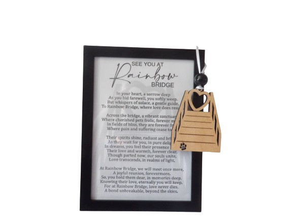 See You At Rainbow Bridge: Pet Memorial Framed Story Card and Wooden Ornament Gift Set