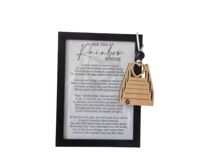 See You At Rainbow Bridge: Pet Memorial Framed Story Card and Wooden Ornament Gift Set