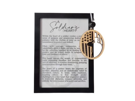 A Soldier's Heart: American Flag Salute Framed Story Card and Wooden Ornament Gift Set
