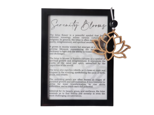 Serenity Blooms: Lotus Flower Framed Story Card and Wooden Ornament Gift Set