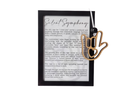 Silent Symphony: American Sign Language "I Love You" Framed Story Card and Wooden Ornament Gift Set