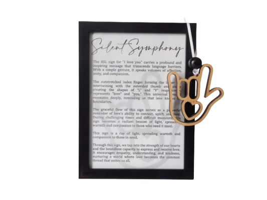 Silent Symphony: American Sign Language "I Love You" Framed Story Card and Wooden Ornament Gift Set