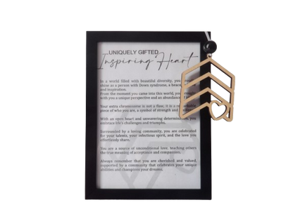 Uniquely Gifted, Inspiring Heart: Down Syndrome Awareness Framed Story Card and Wooden Ornament Gift Set