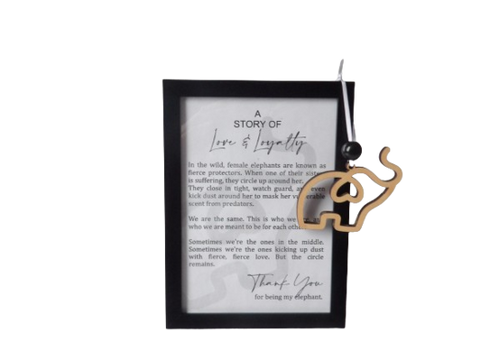 The Unbreakable Bond of Sisterhood: Elephant Framed Story Card and Wooden Ornament Gift Set