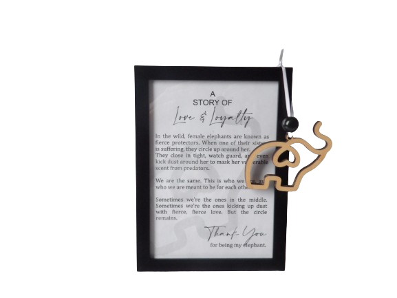 The Unbreakable Bond of Sisterhood: Elephant Framed Story Card and Wooden Ornament Gift Set