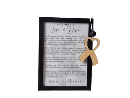 A Journey of Love and Hope: Cancer Awareness Framed Story Card and Wooden Ornament Gift Set