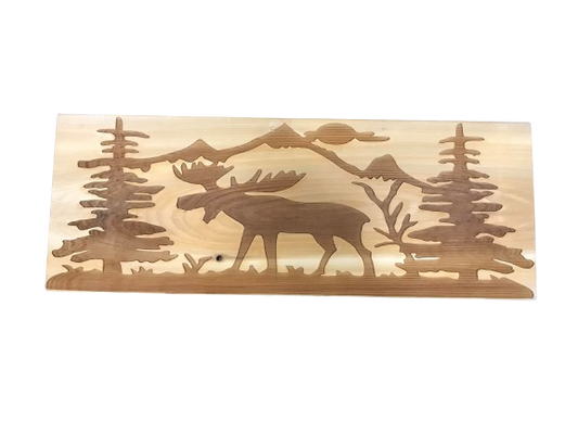 Moose in Nature Wooden Home Decor Sign