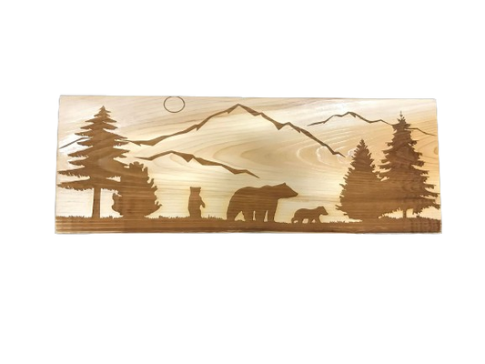 Bears in Nature Wooden Home Decor Sign