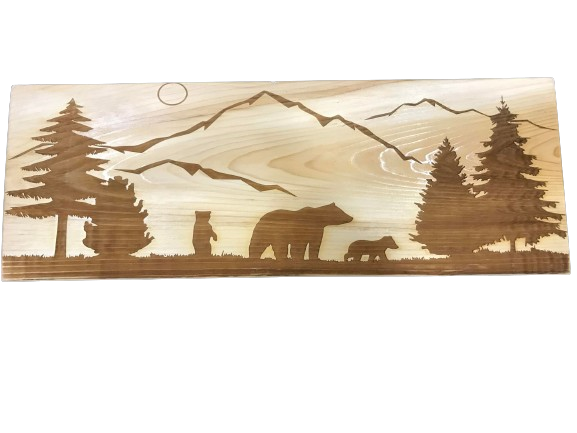 Bears in Nature Wooden Home Decor Sign