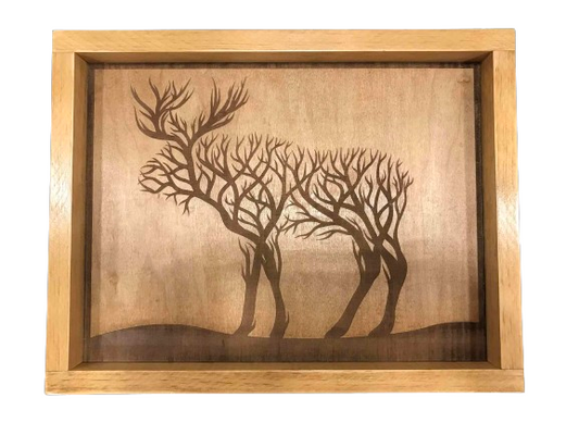 Moose Made of Tree Branches Framed Wooden Home Decor Sign