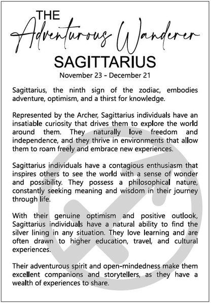 The Adventurous Wanderer: Sagittarius Astrological Sign Framed Story Card and Wooden Ornament Gift Set