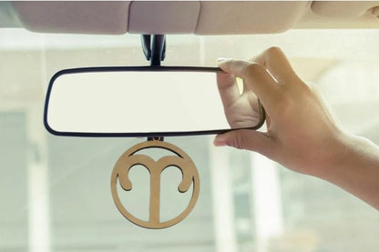 The Fiery Trailblazer: Aries Astrological Sign Wooden Rear View Mirror Car Charm