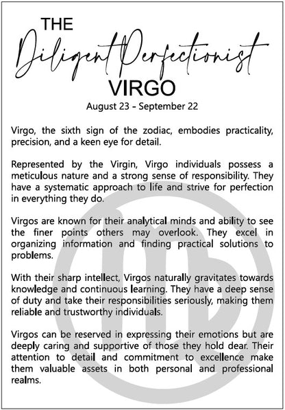 The Diligent Perfectionist: Virgo Astrological Sign Wooden Rear View Mirror Car Charm