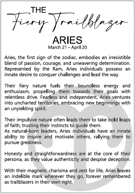 The Fiery Trailblazer: Aries Astrological Sign Wooden Rear View Mirror Car Charm