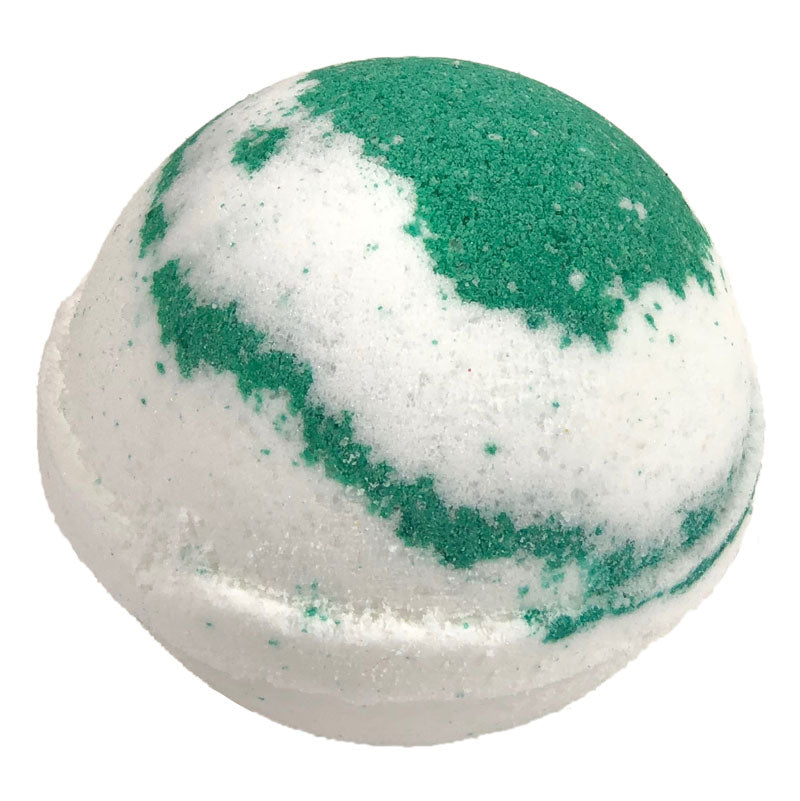4.5 oz white and green swirl bath bomb.
