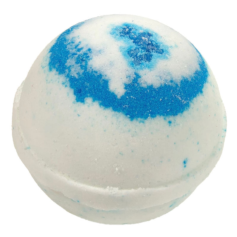 4.5 oz white bath bomb with blue swirl