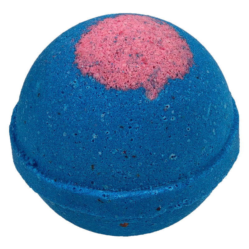4.5 oz blue bath bomb with pink blotch