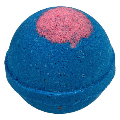 4.5 oz blue bath bomb with pink blotch