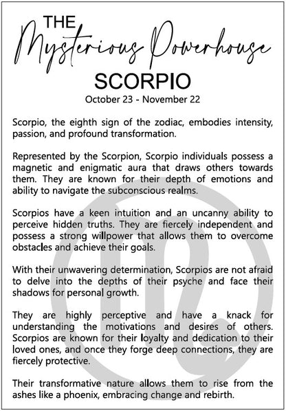 The Mysterious Powerhouse: Scorpio Astrological Sign Framed Story Card and Wooden Ornament Gift Set