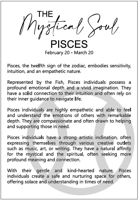 The Mystical Soul: Pisces Astrological Sign Framed Story Card and Wooden Ornament Gift Set