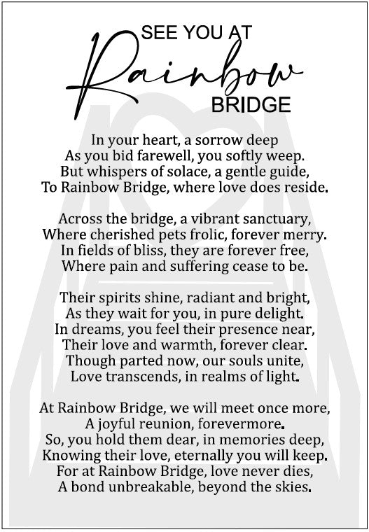 See You At Rainbow Bridge: Pet Memorial Framed Story Card and Wooden Ornament Gift Set