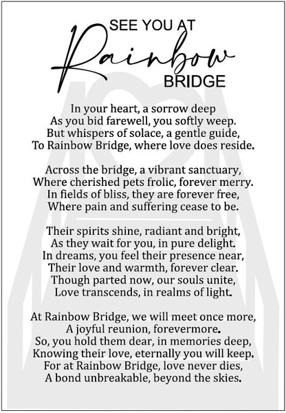 See You At Rainbow Bridge: Pet Memorial Framed Story Card and Wooden Ornament Gift Set