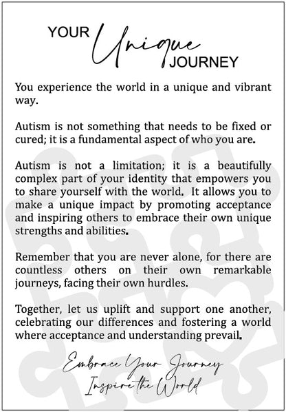 Your Unique Journey: Autism Awareness Puzzle Framed Story Card and Wooden Ornament Gift Set