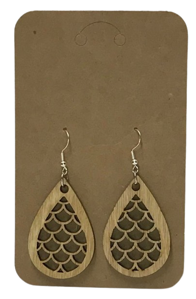 Mermaid Scale Dangle Wooden Earrings