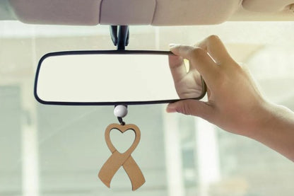 A Journey of Love and Hope: Cancer Awareness Wooden Rear View Mirror Car Charm