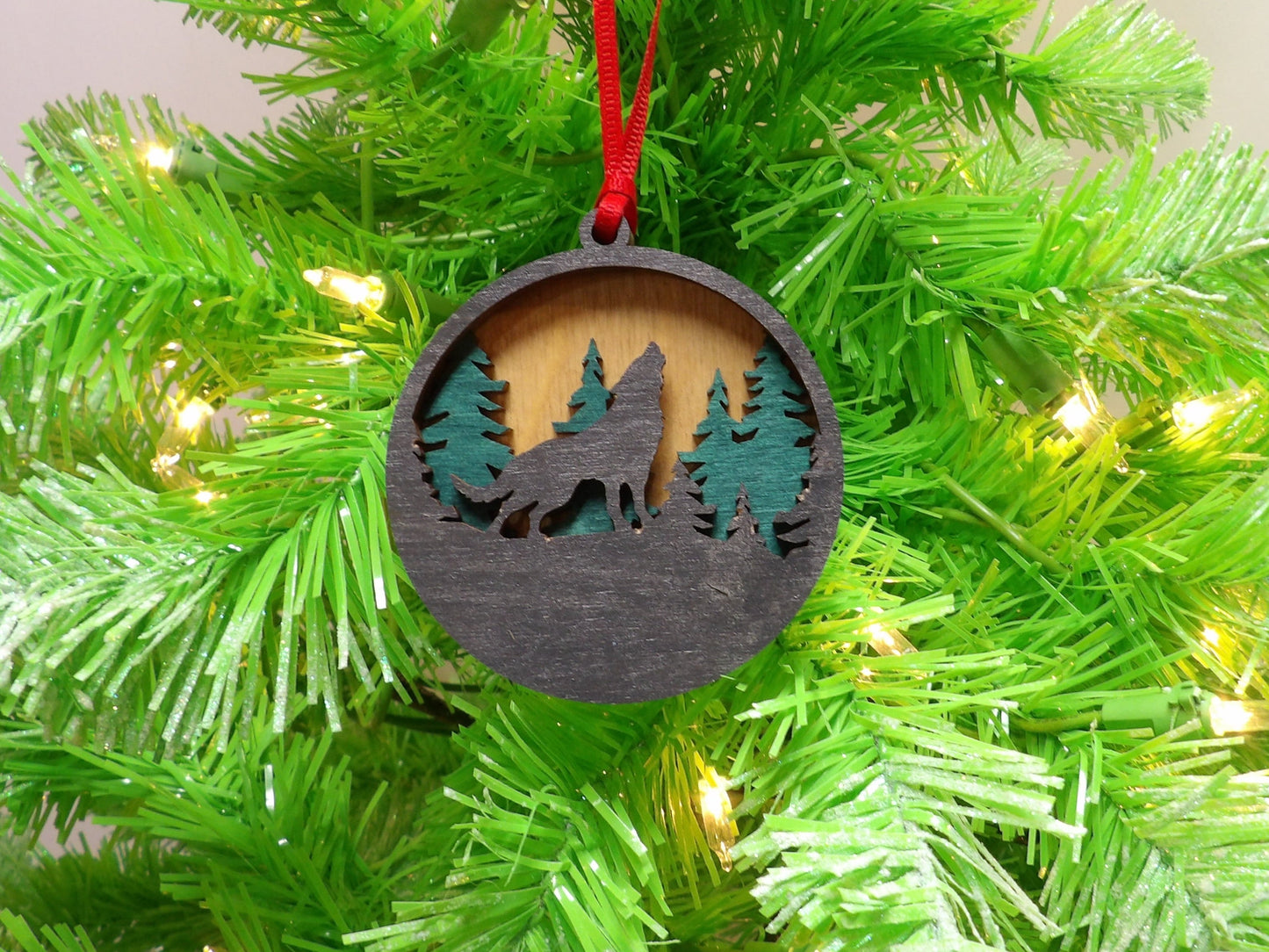 Three-Layer Coyote Ornament