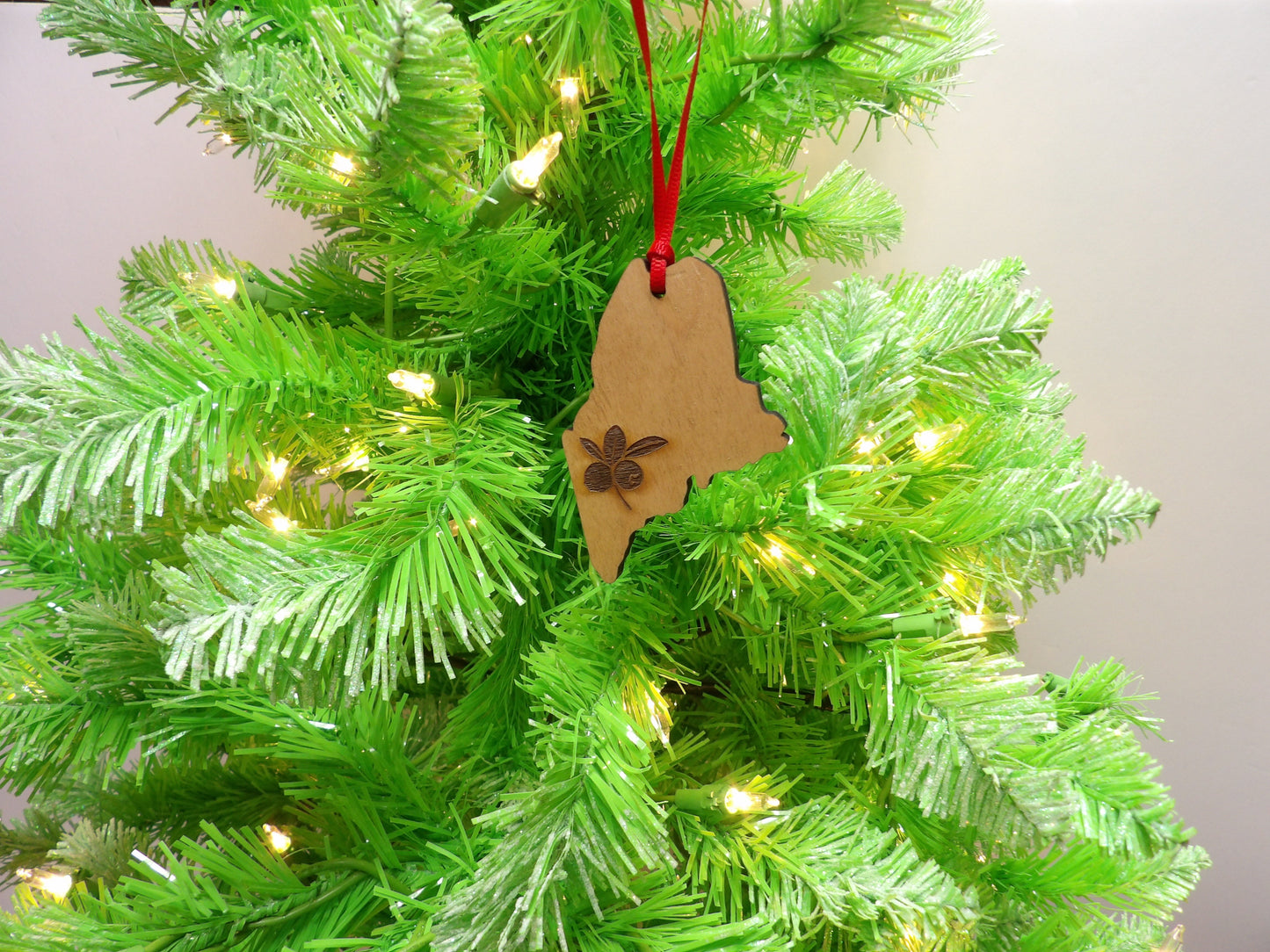 State of Maine Blueberries Wooden Christmas Tree Ornament