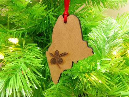 State of Maine Blueberries Wooden Christmas Tree Ornament