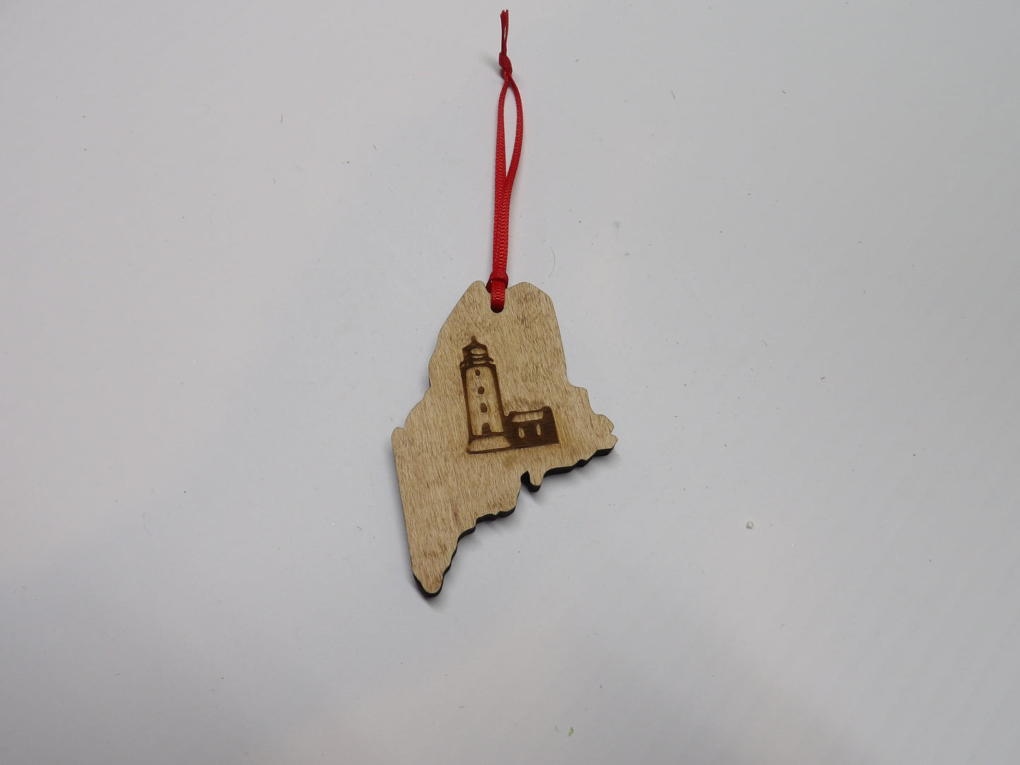 State of Maine Lighthouse Wooden Christmas Tree Ornament