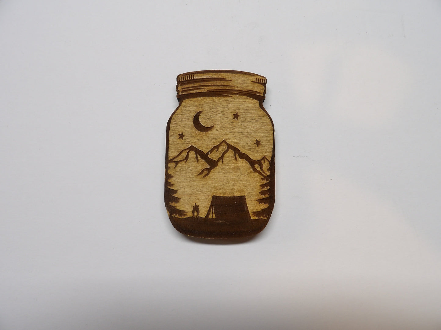Tent in the Mountains Mason Jar Magnet