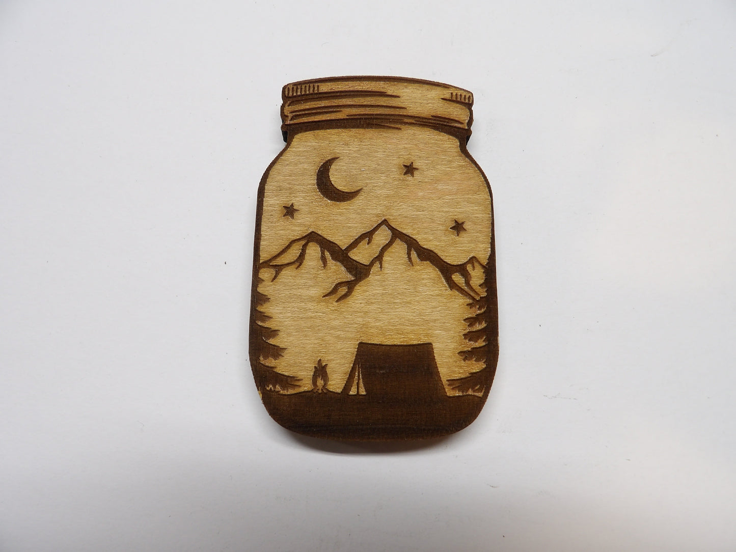 Tent in the Mountains Mason Jar Magnet