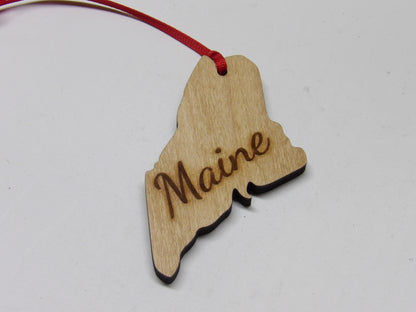 State of Maine Wooden Christmas Tree Ornament