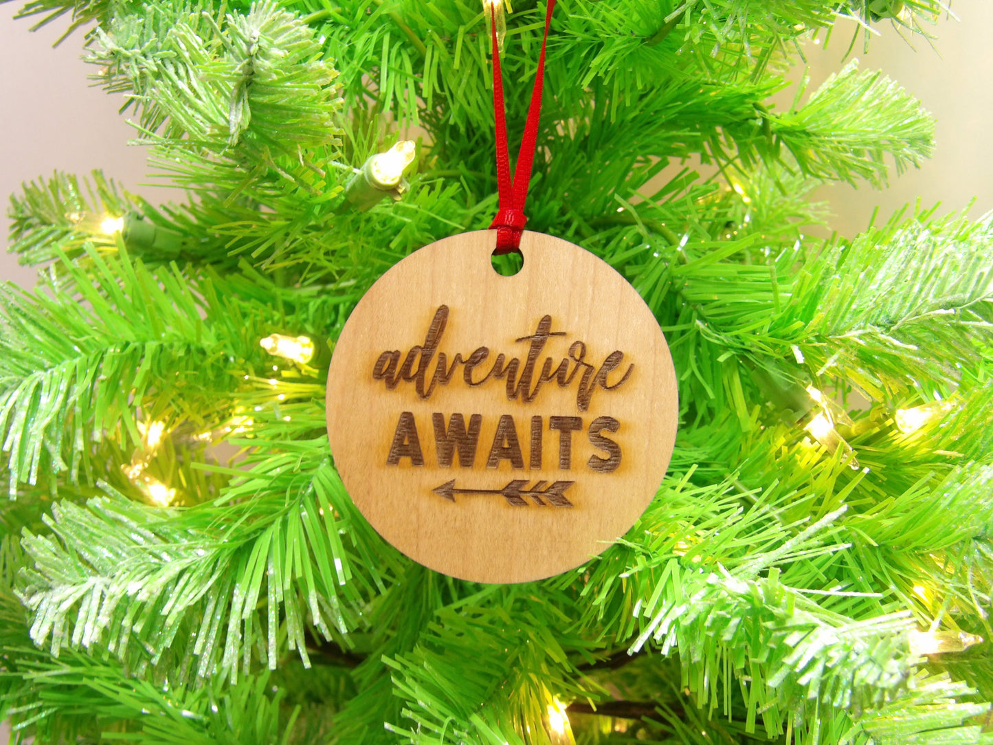 Adventure Awaits Arrow Wooden Christmas Tree Ornament