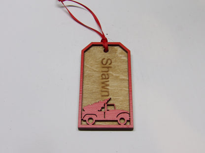 Truck with Tree Stocking and Gift Tag