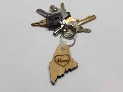 State of Maine Home Heart Keychain