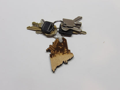 State of Maine Bird and Trees Keychain