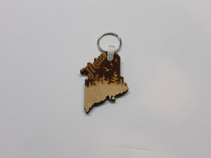 State of Maine Bird and Trees Keychain