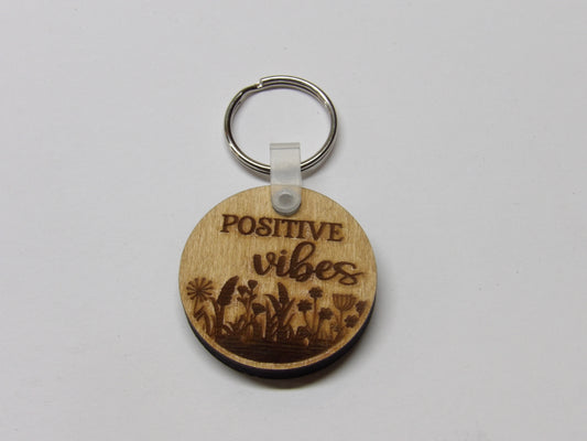 Positive Vibes Wildflower Keychain