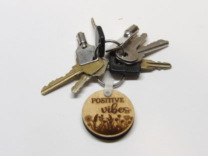 Positive Vibes Wildflower Keychain